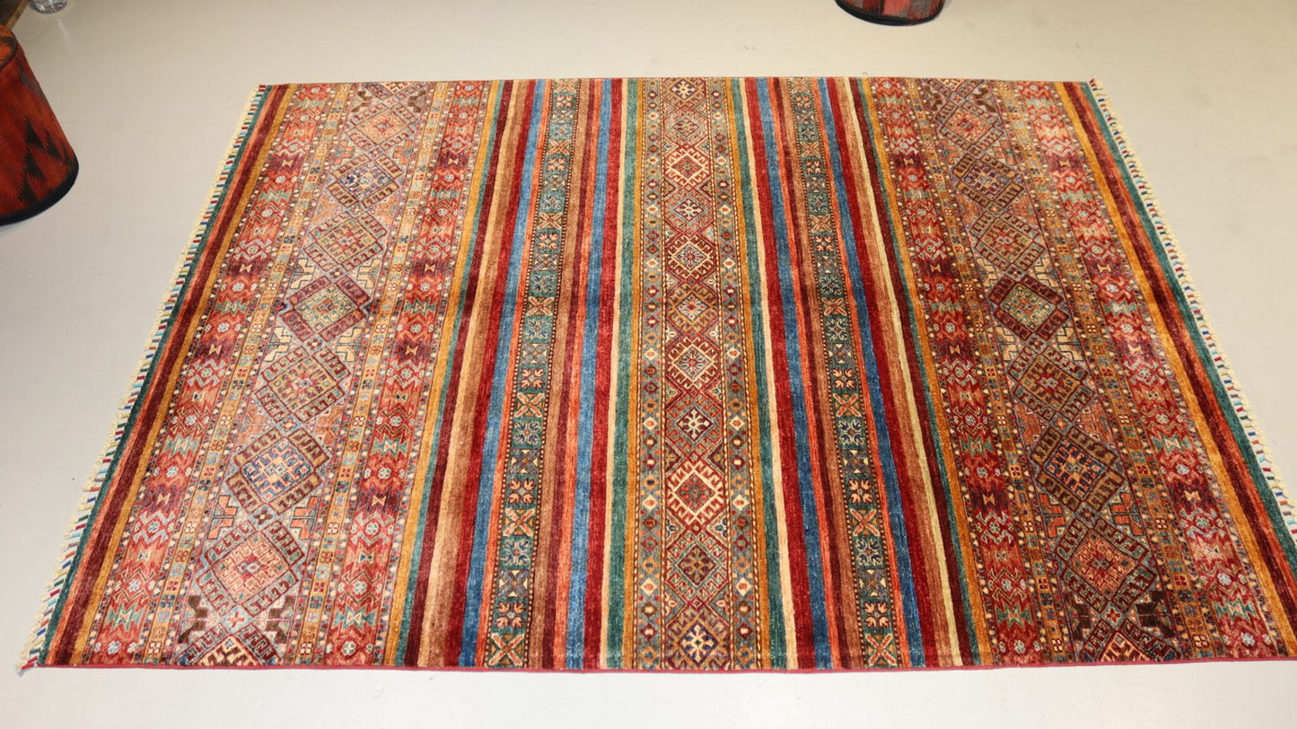 Red Brown Handmade Rug - 7.9×5.9 Ft.