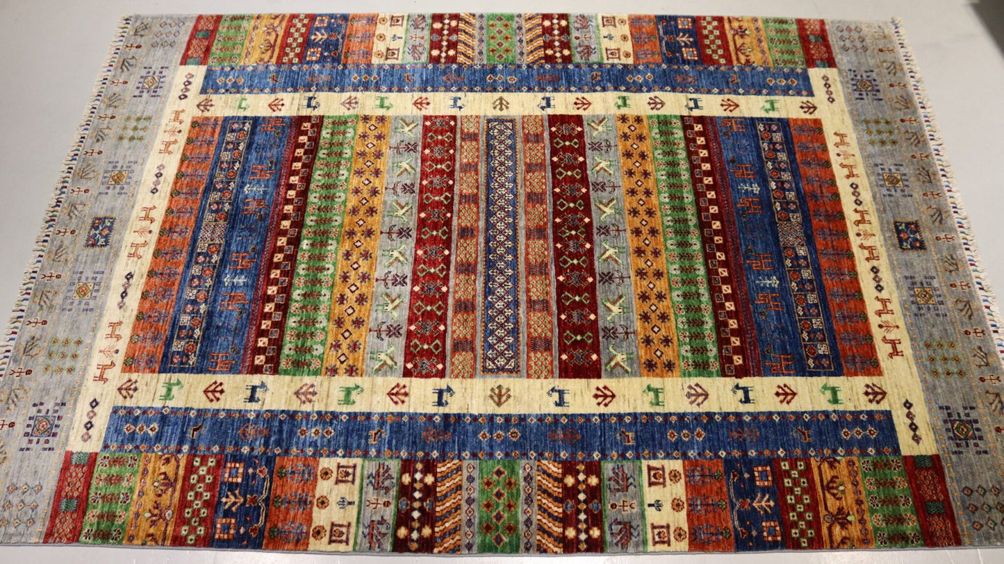 Afghan Khurjeen Design Rug -8.3×5.6 Ft.