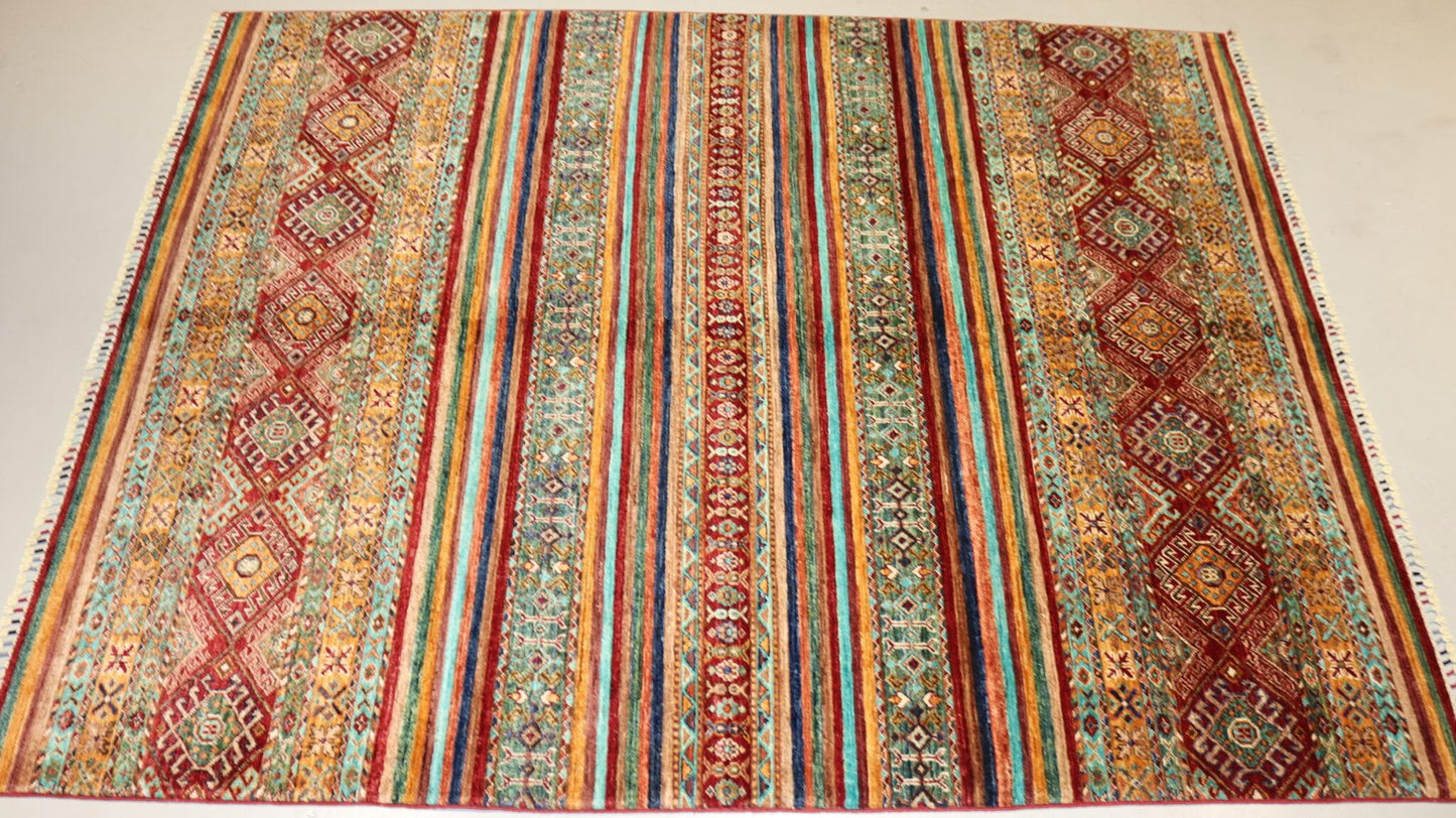 Afghan Tribal Rug -7.7×5.6Ft.