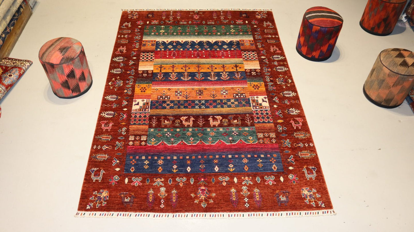 Tribal Handmade Rug  -8.1×5.5Ft.