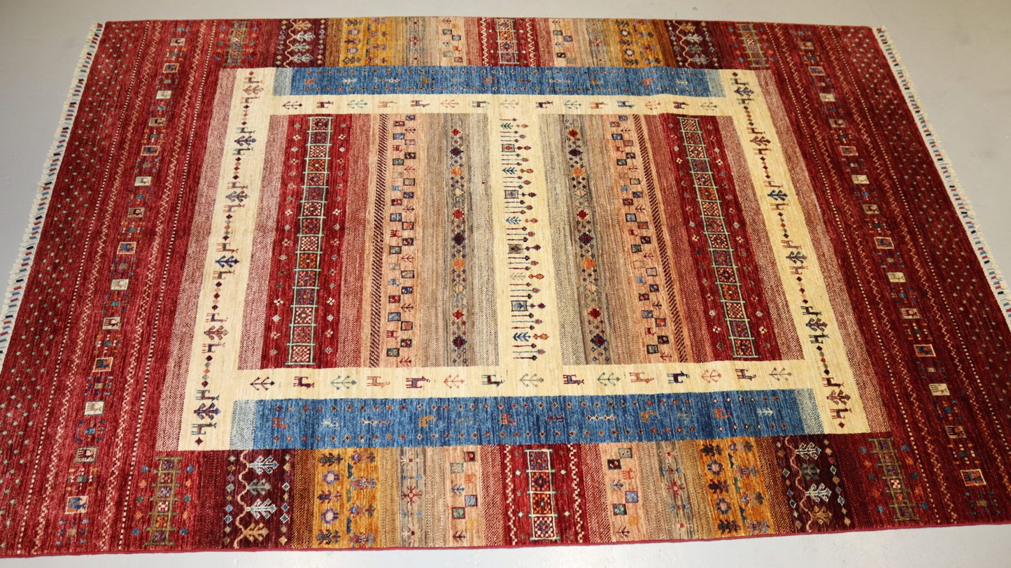 Tribal Handmade Rug -8.8×5.8Ft.