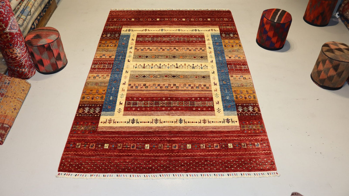 Tribal Handmade Rug -8.8×5.8Ft.