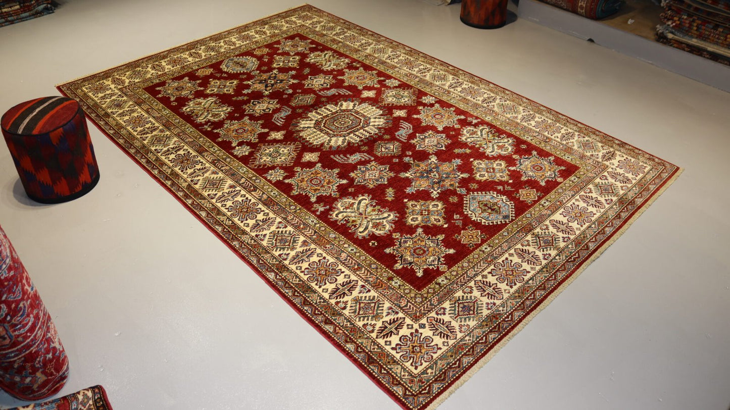 Handmade Red Area Rug -10.2×6.9Ft. 