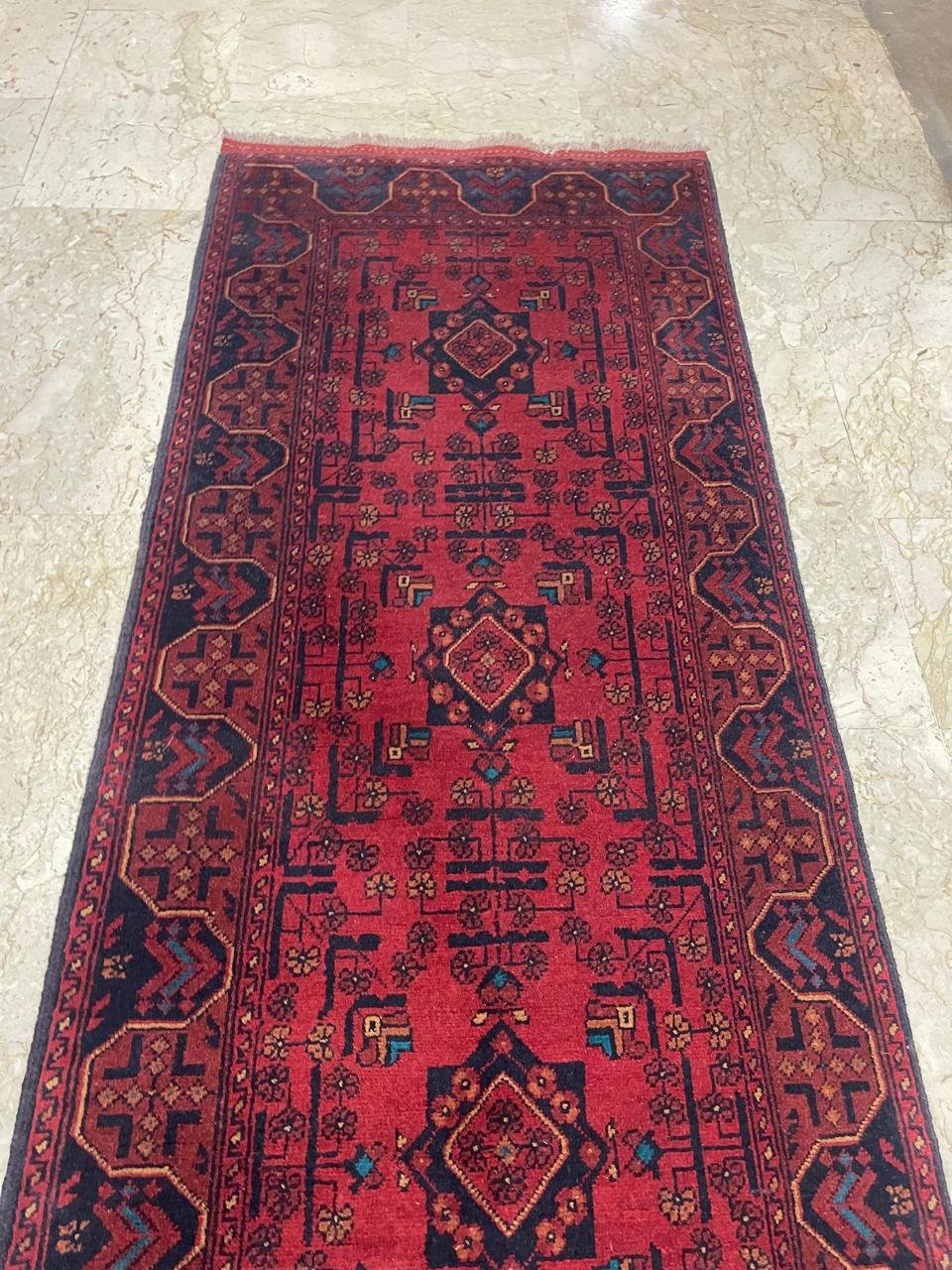 Afghan Handmade Rug -Size-384X80Cm-12.5X2.6 Ft.