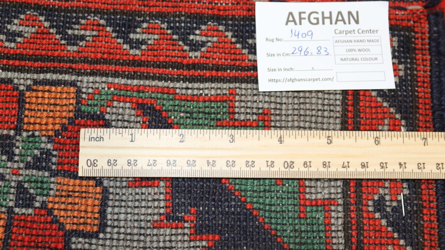 Afghan Handmade Rug-Size-297X84-Cm-9.7X2.7 Ft.