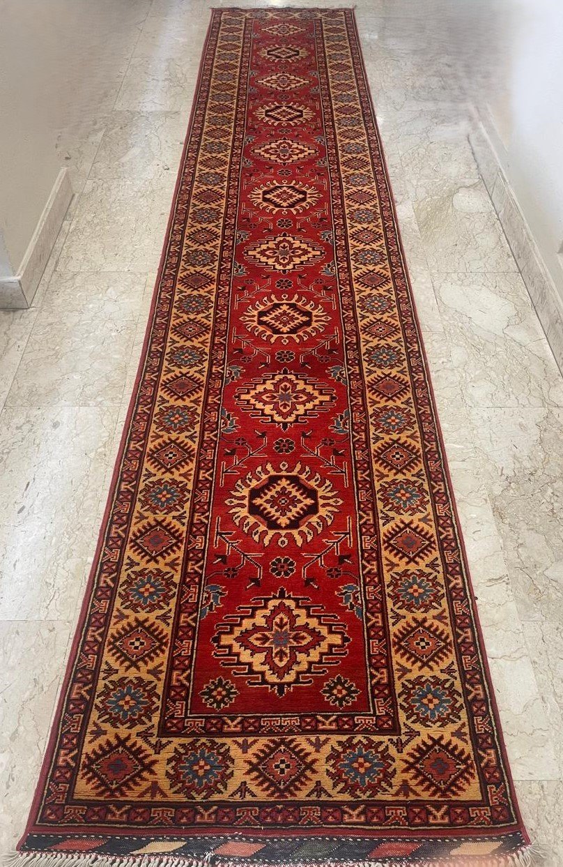 Afghan Handmade Rug -Size-412X80Cm-13.5X2.6 Ft.