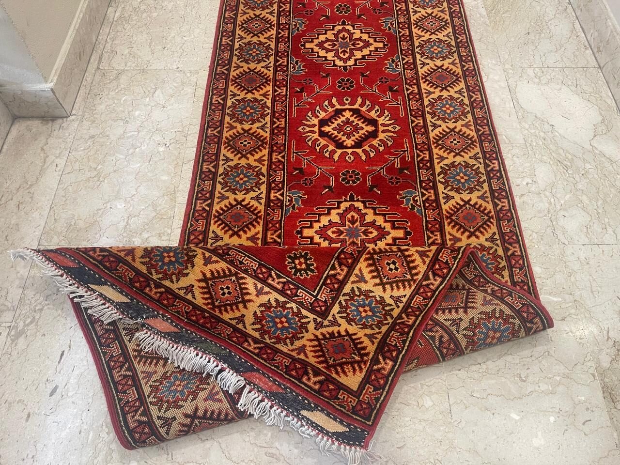 Afghan Handmade Rug -Size-412X80Cm-13.5X2.6 Ft.