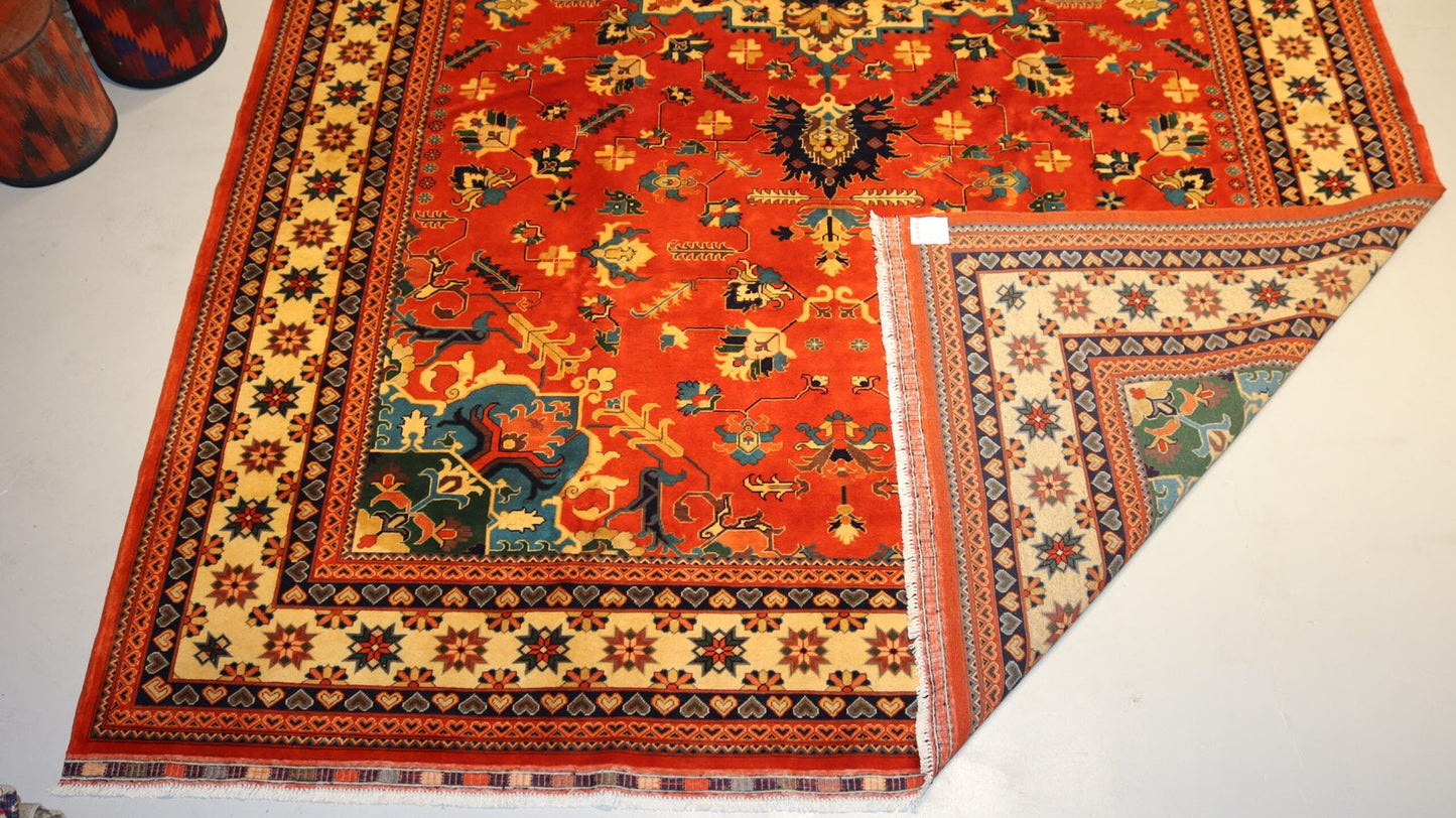 Afghan Handmade Medallion Design with white Border Rug SIZE 510x306cm, 16.7×10.1 Ft.