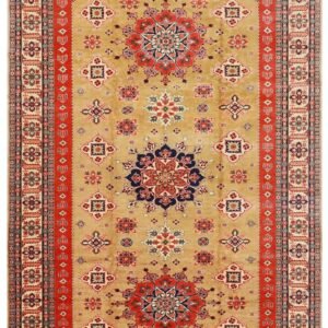 Afghan Handmade Medallion Design with Red Border Rug, Size-488x295cm, 16.1×9.6.1 Ft.