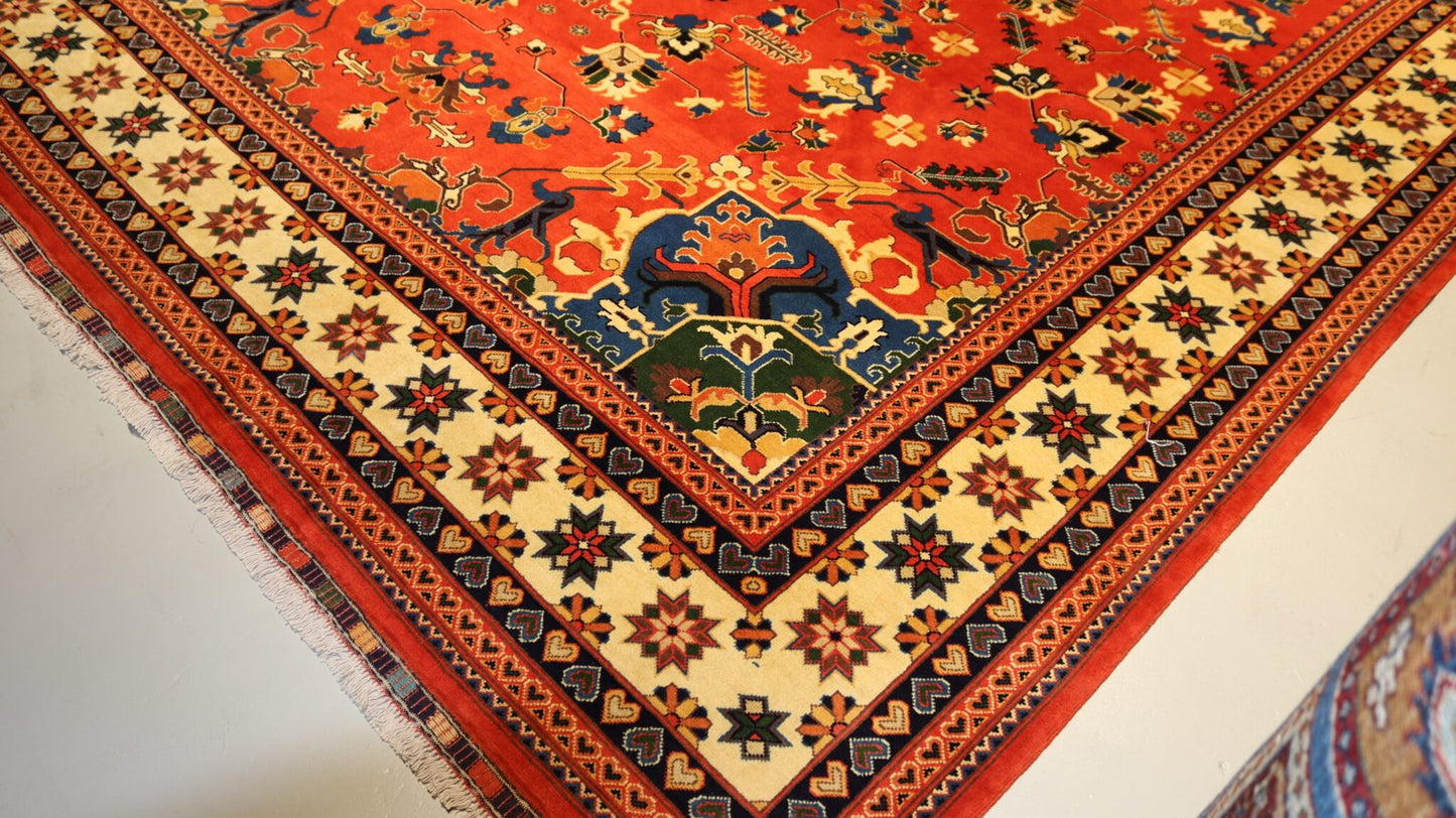 Afghan Handmade RED Medallion Design Rug,Size-483x300cm, 15.8 x 9.8 Ft.