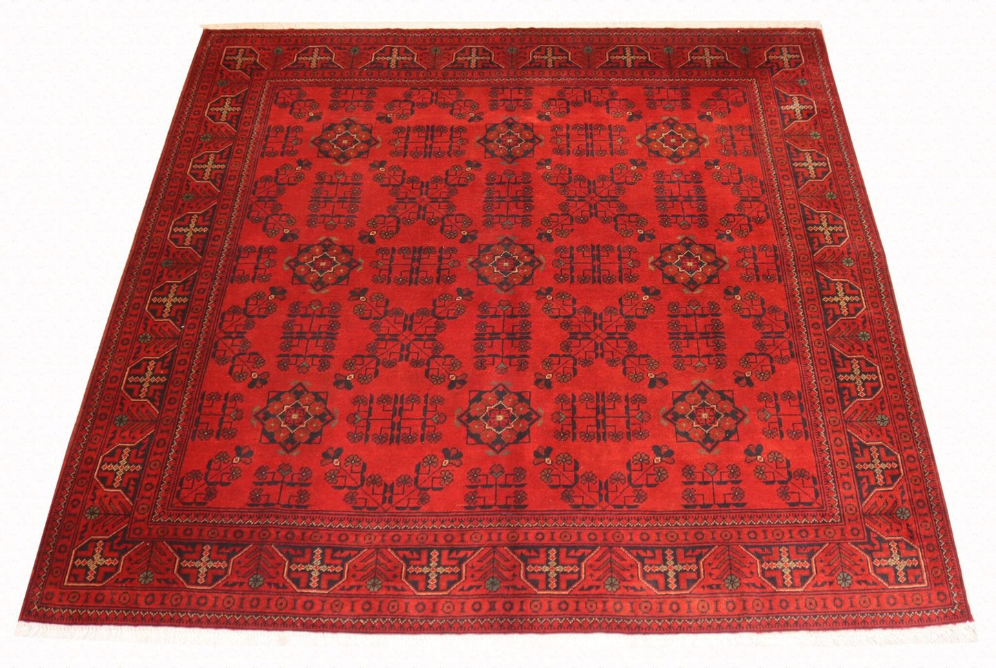 Afghan Handmade Bukhra Square Rug -Size – 200X200CM- 6.5×6.5 FT.