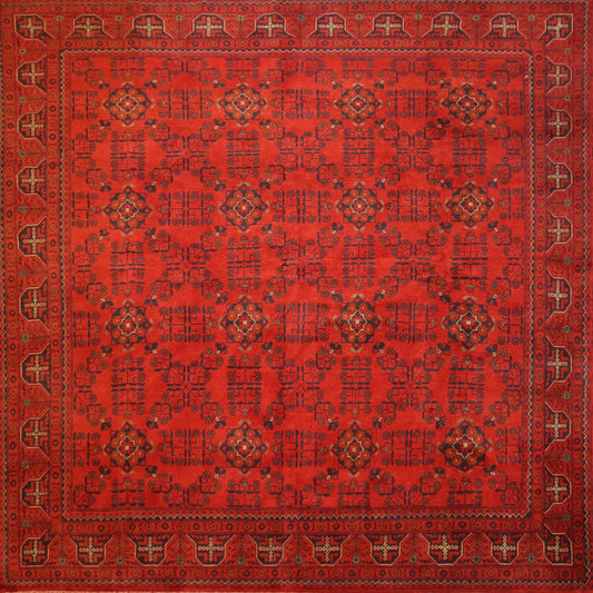 Afghan Handmade Bukhra Square Rug -Size – 250X250CM- 8.2×8.2 FT.