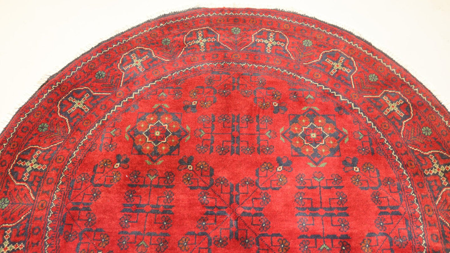 Afghan Handmade Red color Round Rug Size- 150 X 150 Cm–5 X 5 Ft.