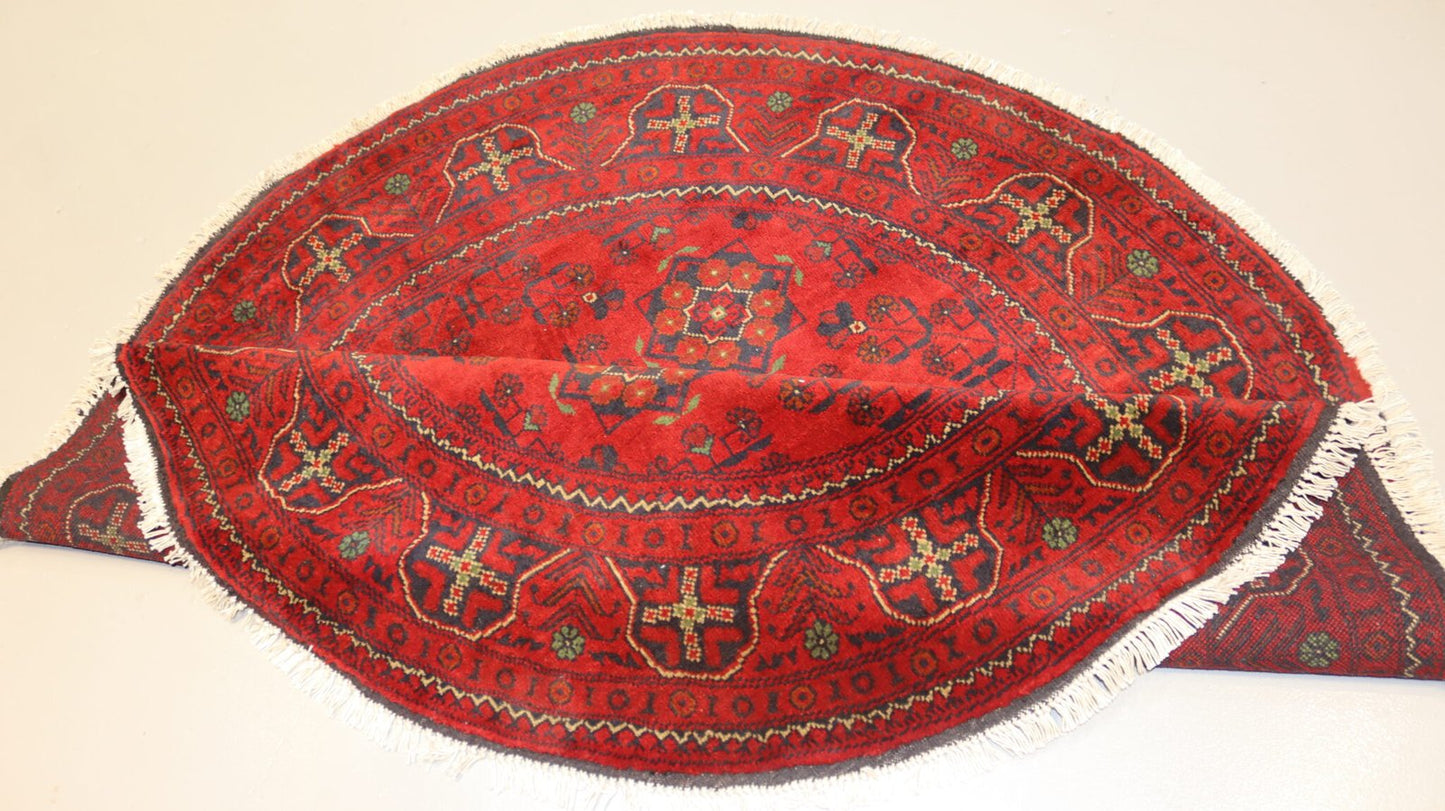 Afghan Handmade Red color Round Rug Size- 150 X 150 Cm–5 X 5 Ft.