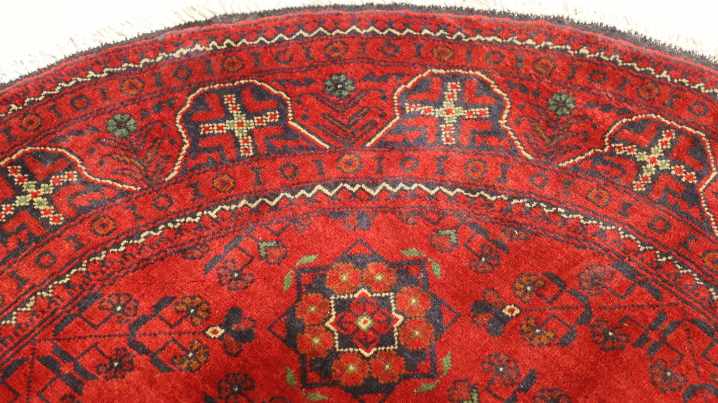 Afghan Handmade Red color Round Rug Size- 150 X 150 Cm–5 X 5 Ft.