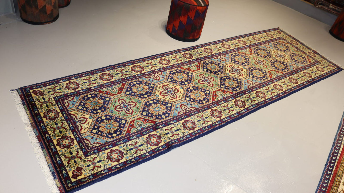 Afghan Handmade Rug-Size-295X91Cm-9.6×2.9 Ft.