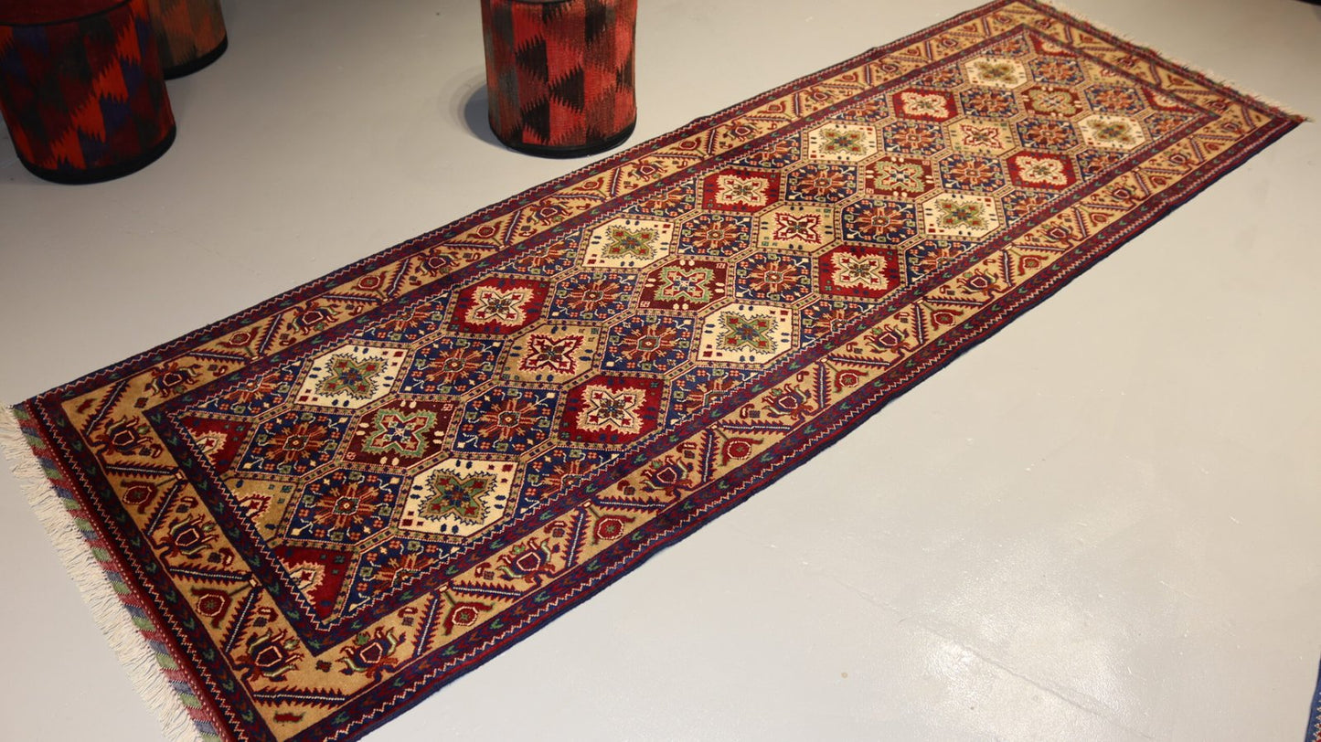 Afghan Handmade Rug-Size-295X93Cm-8.6×3.1 Ft.