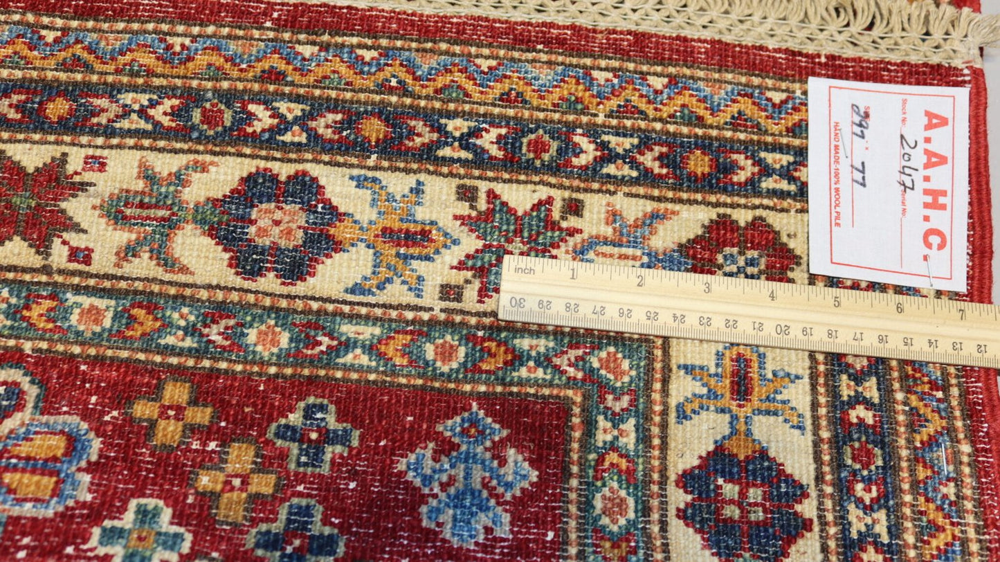 Afghan Handmade Rug -Size- 297X77 Cm-9.7×2.5 Ft. 