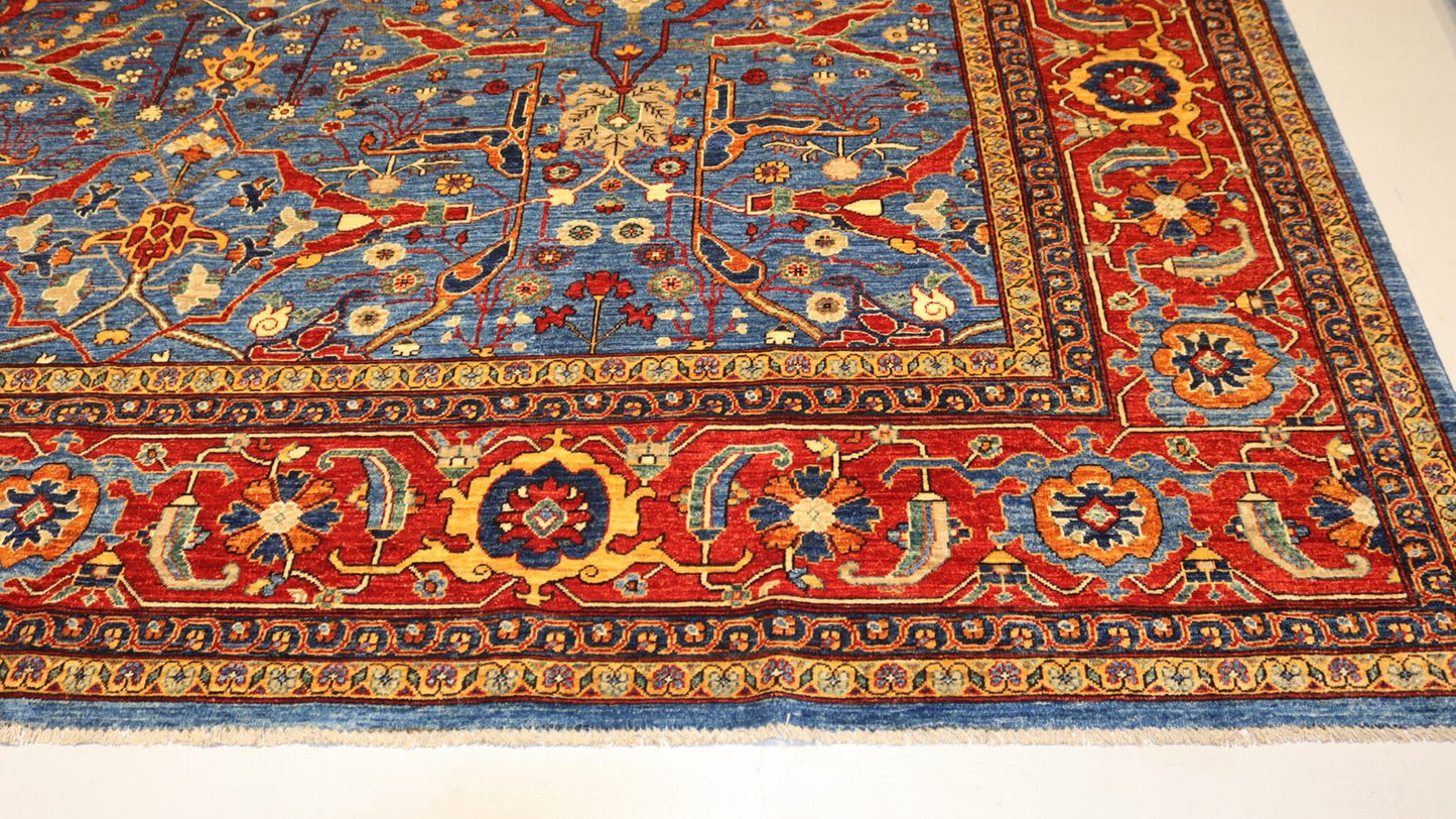 Afghan Handmade Persian Design Blue Area--Size-460x370cm, 15.1 X 12.1 Ft.