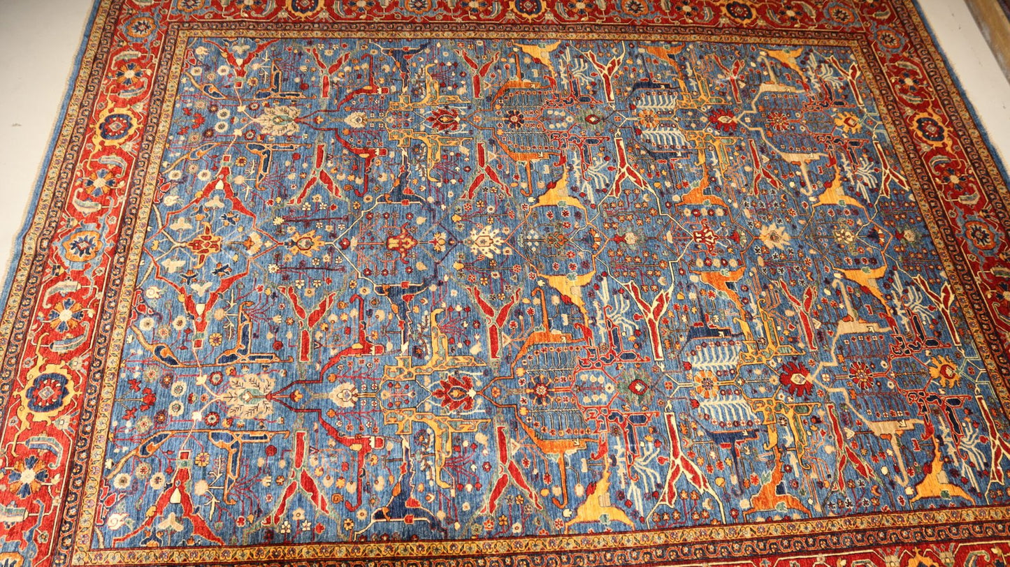 Afghan Handmade Persian Design Blue Area--Size-460x370cm, 15.1 X 12.1 Ft.