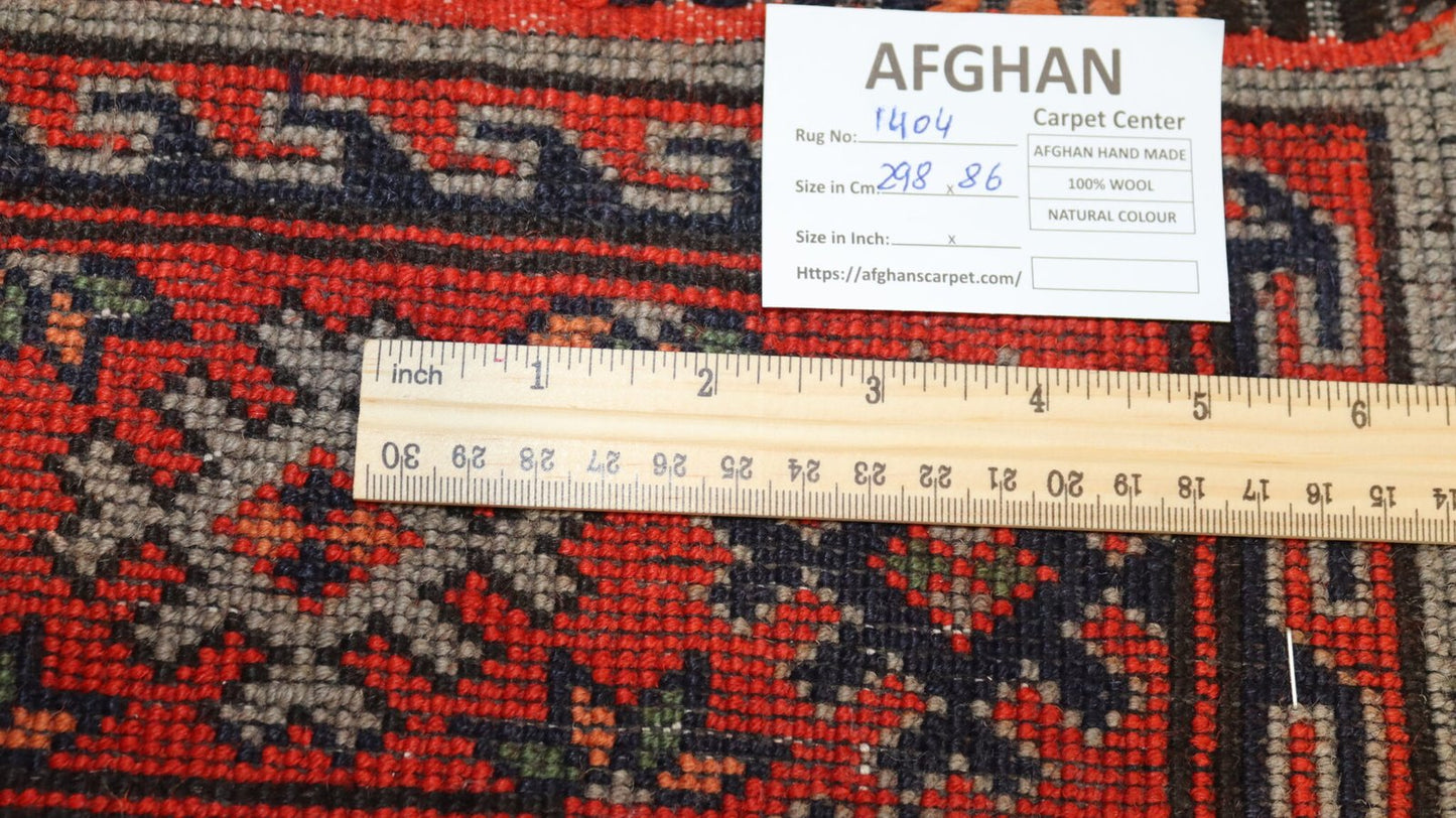 Afghan Handmade Rug-Size-298X86-Cm-9.7X2.8 Ft.