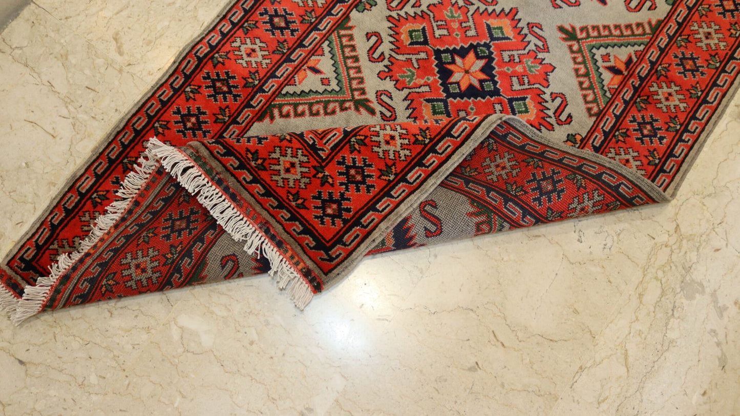 Afghan Handmade Rug-Size-298X86-Cm-9.7X2.8 Ft.