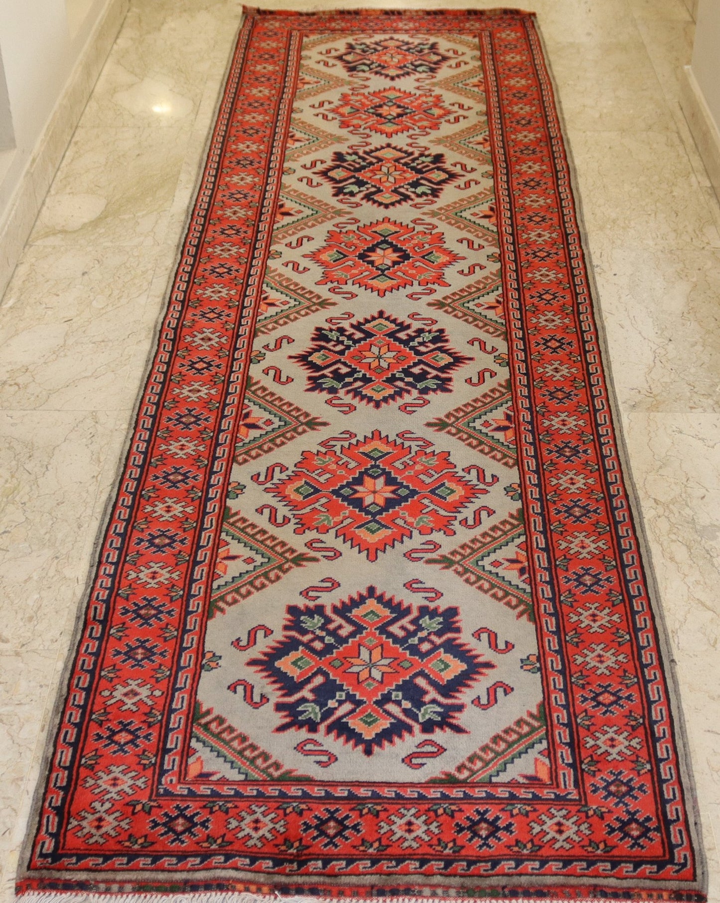 Afghan Handmade Rug-Size-298X86-Cm-9.7X2.8 Ft.