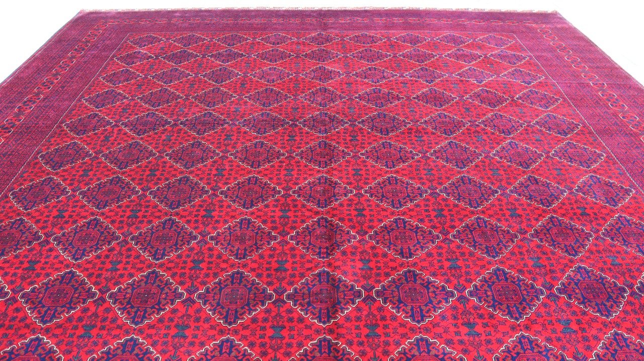 Afghan Handmade Red Rug - Size – 19.6X13.1 Ft.