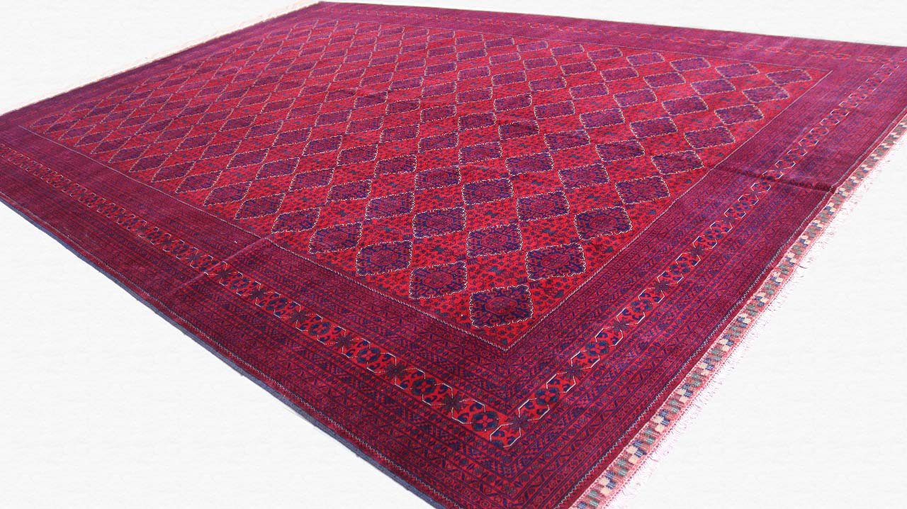 Afghan Handmade Red Rug - Size – 19.6X13.1 Ft.