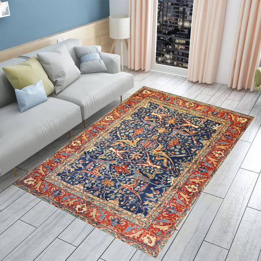 Persian Design Navy Blue Area Rug -11.8 X 8.9Ft