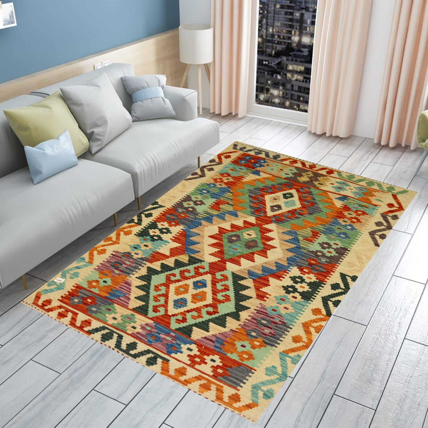 Afghan Kilim -7.9×5.8Ft.