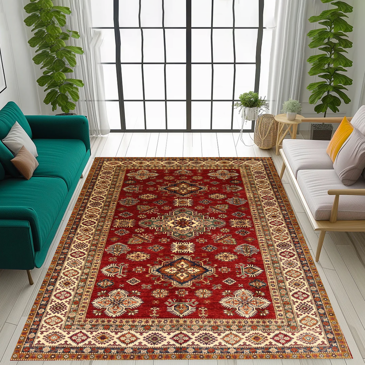 Handmade Rug -Size - 9.8×6.8Ft.