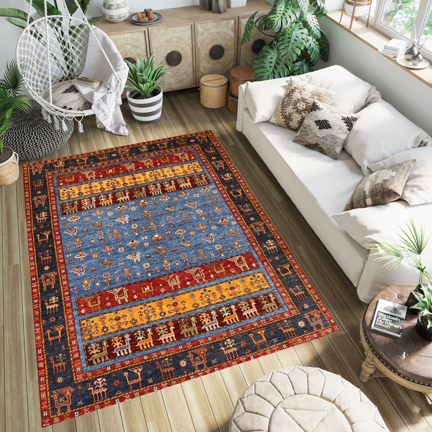 Afghan Tribal Rug -7.9×5.9Ft.