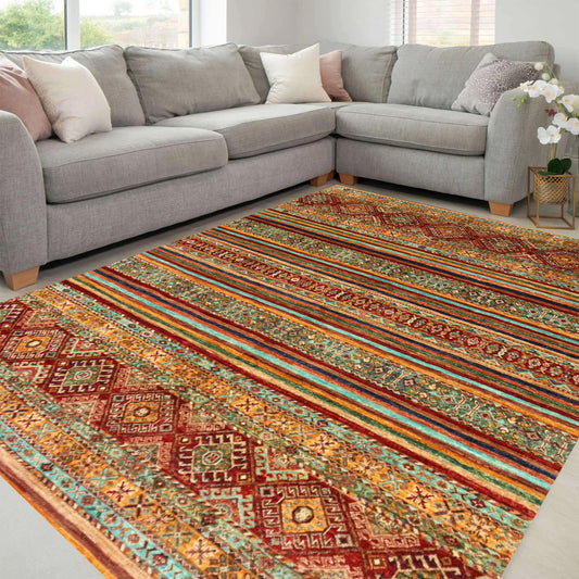 Afghan Tribal Rug -7.7×5.6Ft.