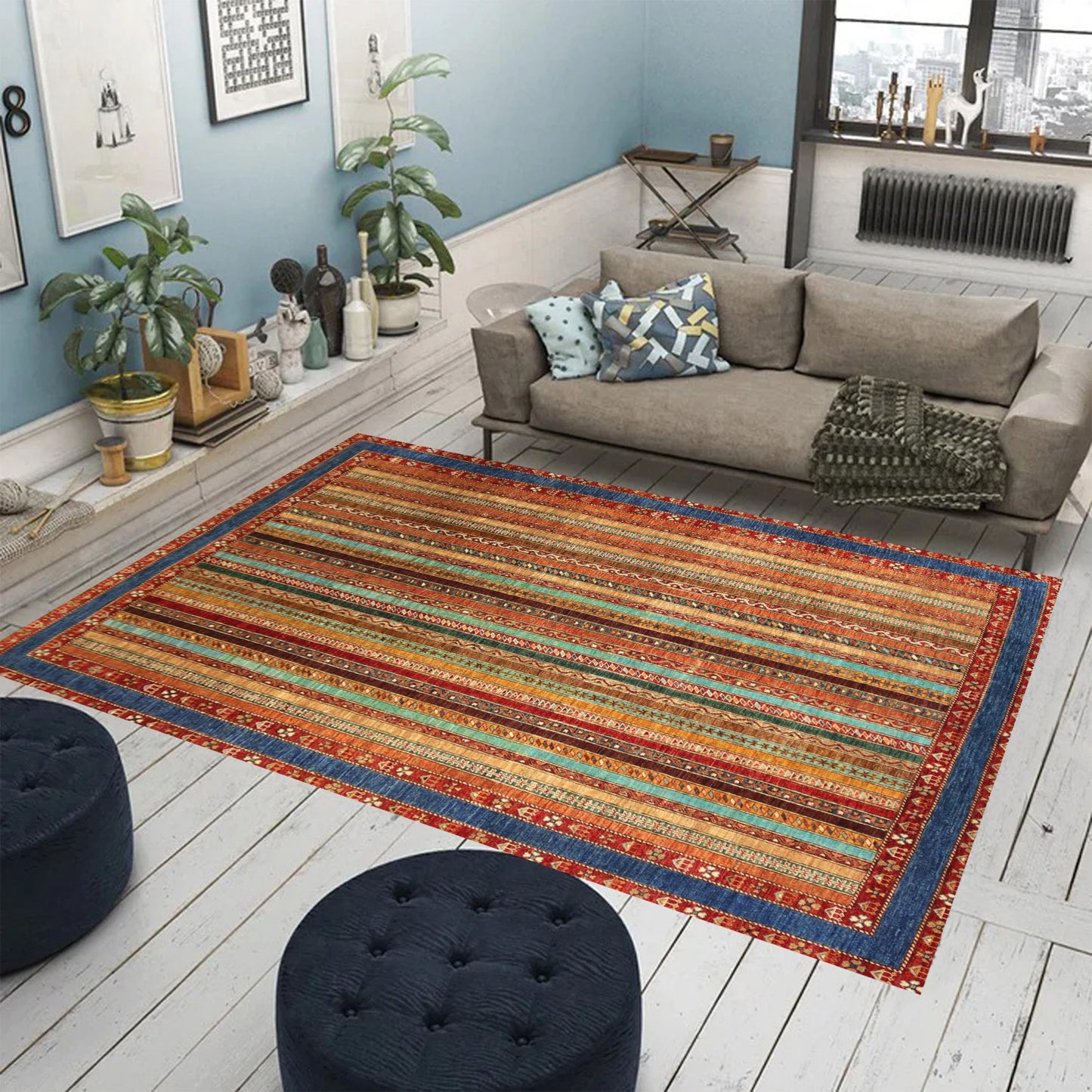 Handmade Shall design Rug -  9.8×6.9Ft.